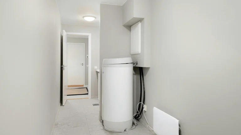 Hot Water Tank and Electric Heater in the Laundry Room